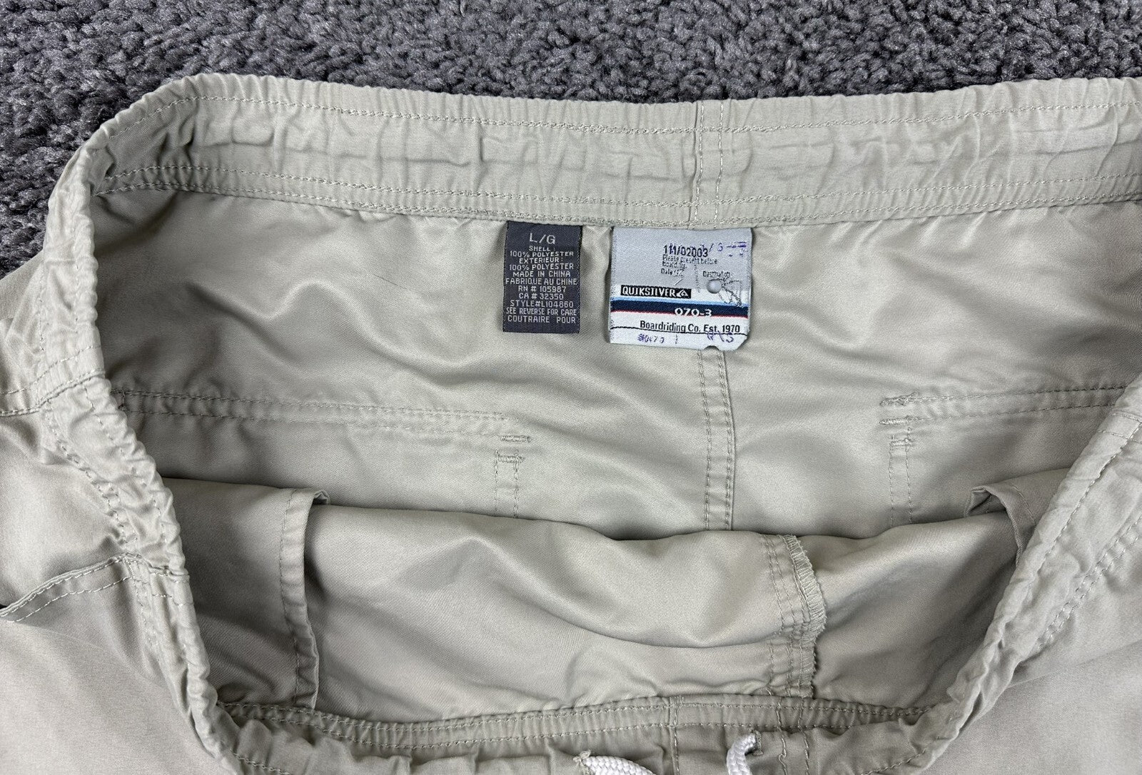 Vintage Quiksilver Cargo Shorts Men 41 Waist Tan Drawstring Y2K Sz L