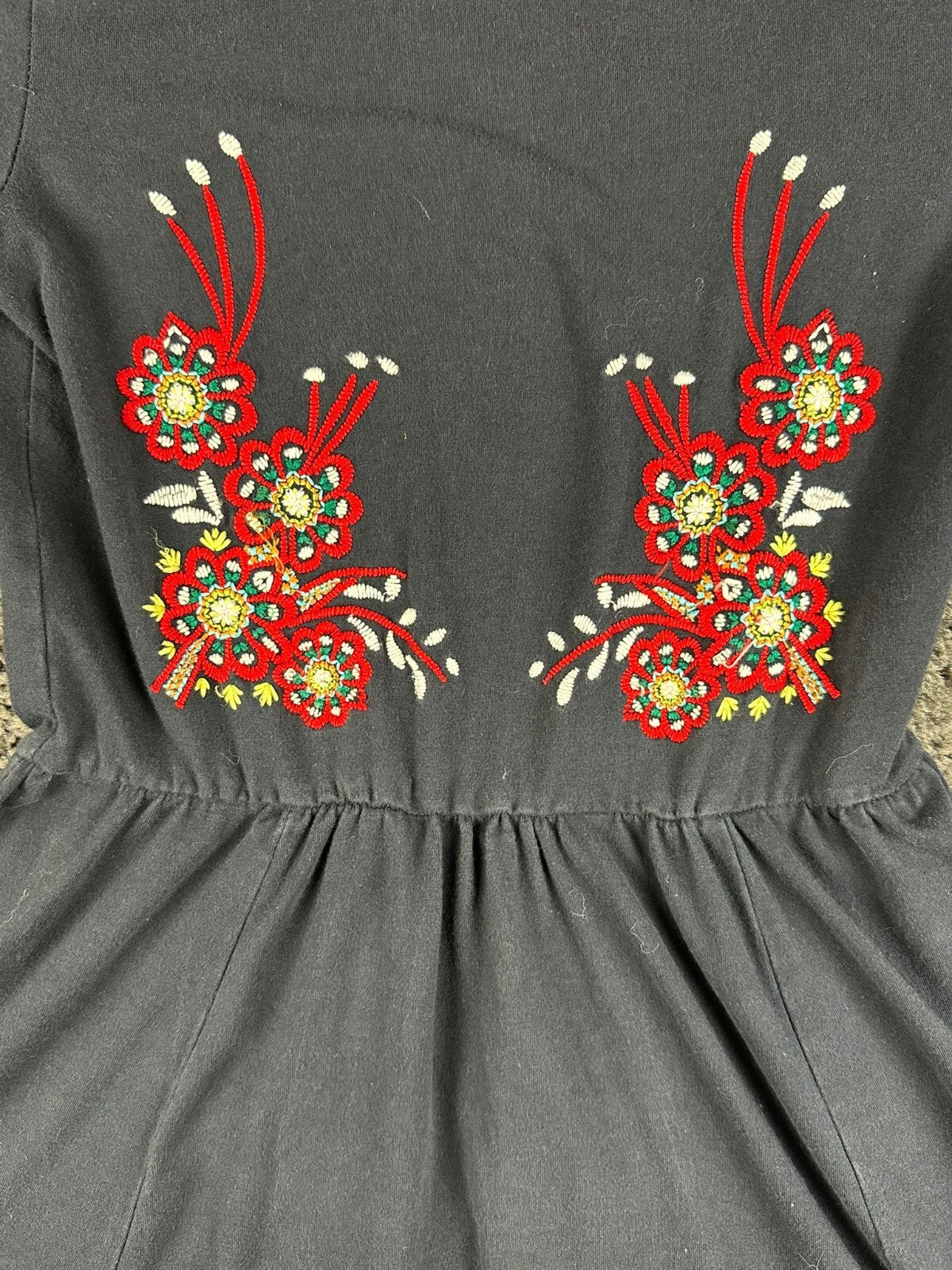 ASOS Womens Size 2 Black Floral Embroidered Fit & Flare Boho Mini Skater Dress