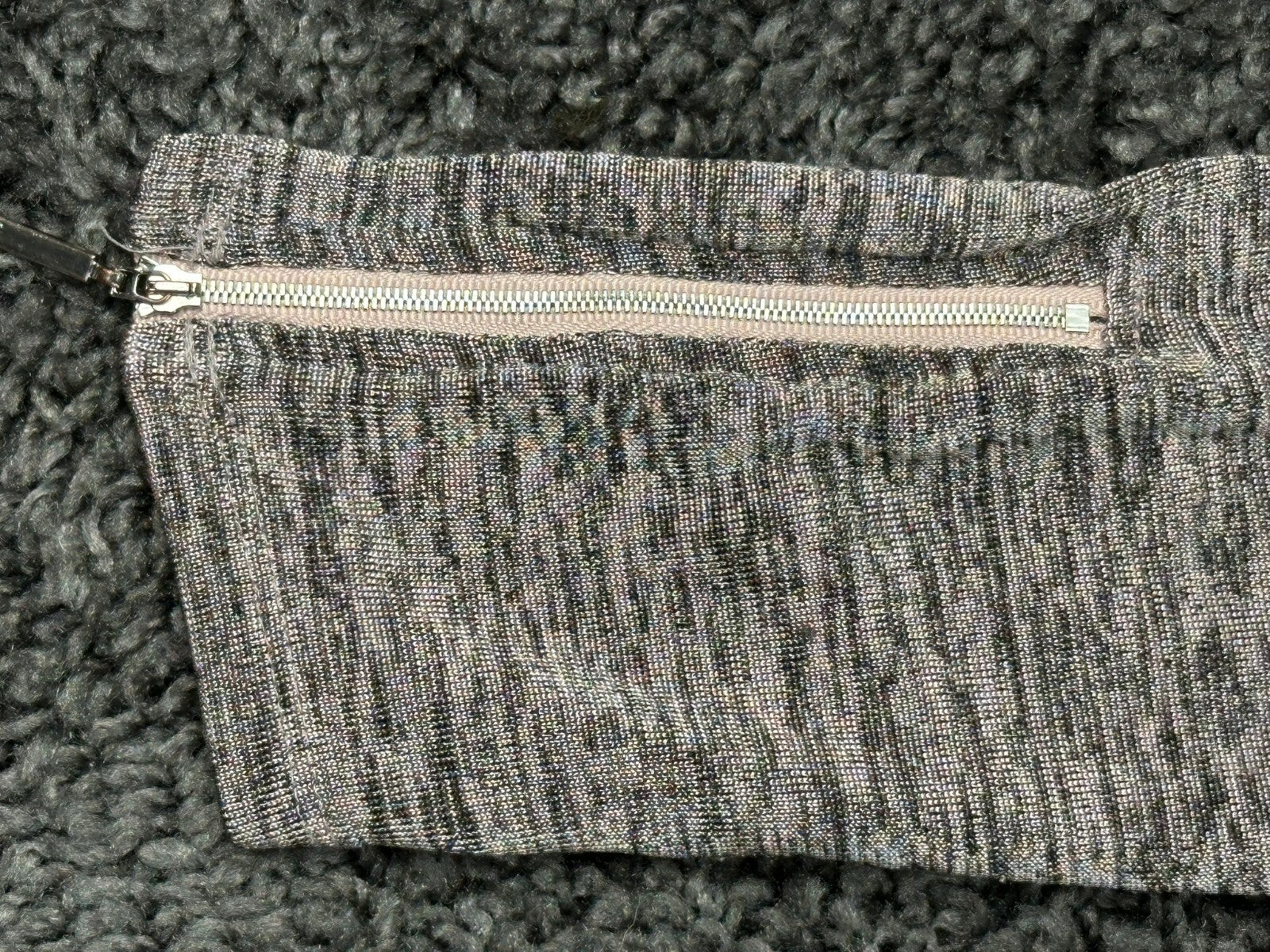 Armani Exchange Womens Large Long Sleeve Sweater Top Space Dye Gray Zip Cuffs