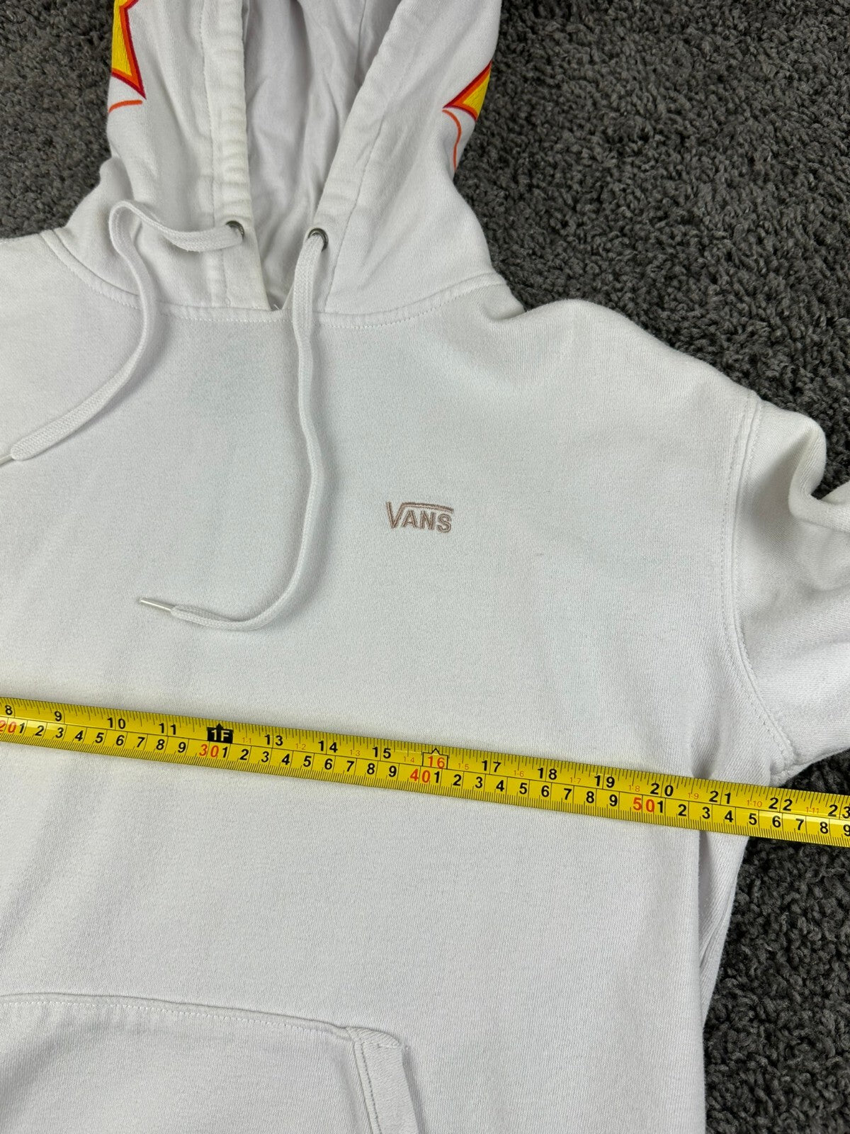 Vans x Thrasher Mens Hoodie White Flame Logo Pullover Skateboarding Sz Medium
