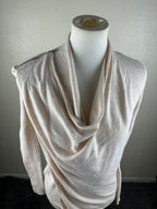 AllSaints Womens Size S Drina 100% Merino Wool Beige Asymmetric Zip Cardigan Top