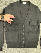 Wallace Madewell Womens Black Alpaca Wool Elbow Patch Cardigan Sweater Size M