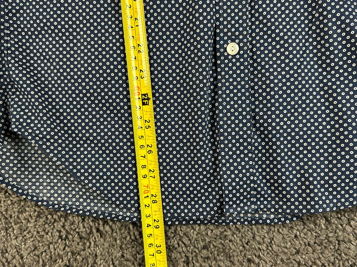 J.Crew Lightweight Chambray Men's S Navy Blue Dotted Long Sleeve Button-Up Shirt
