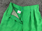 Vintage Mondi Womens 38 Green High Rise Pleated Cuffed Viscose Linen Shorts