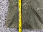 VEDA Leather Jacket Women Olive Green Asymmetrical Moto Wool Knit Silk Sz M