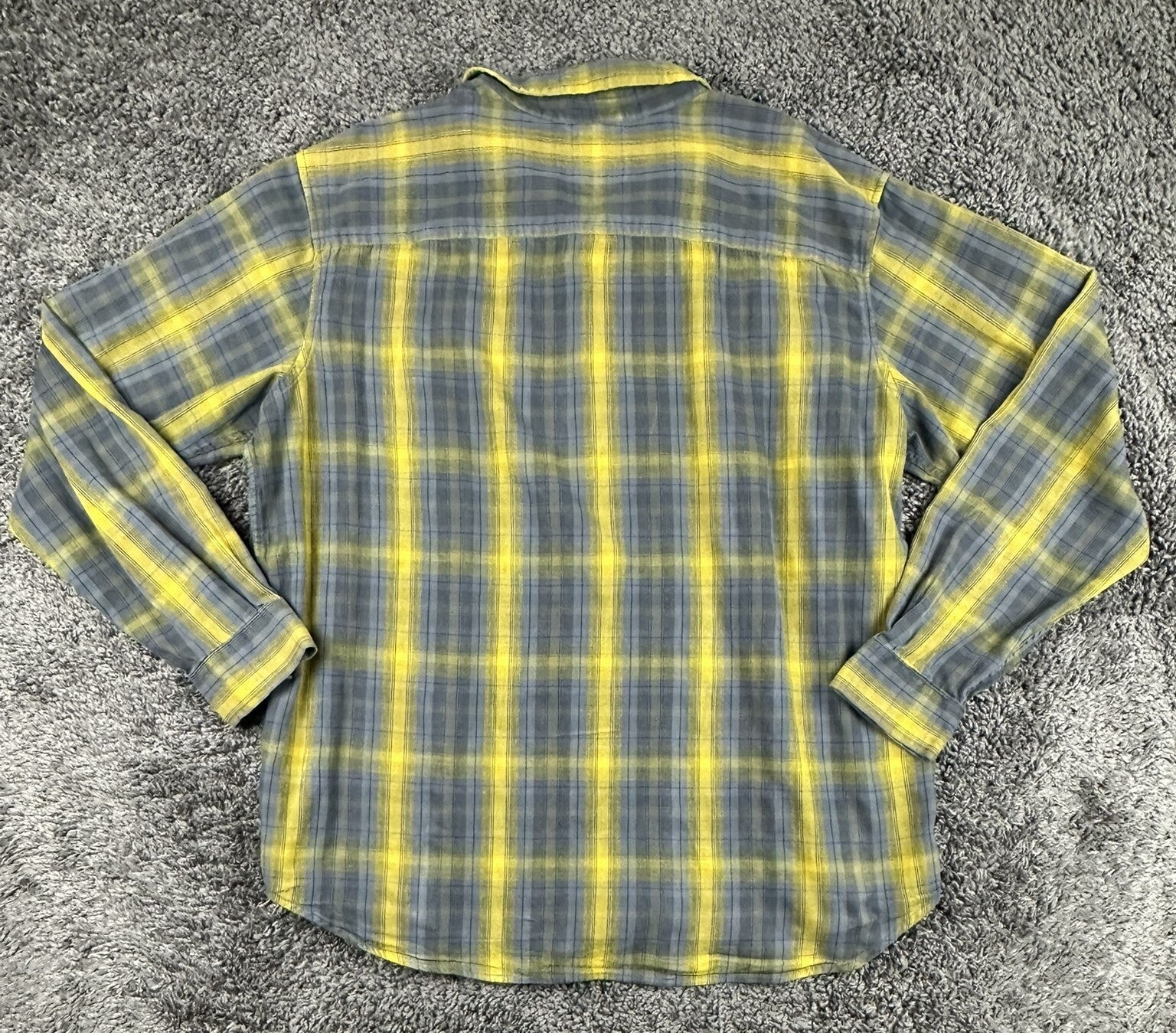 Columbia Cooper Lake Mens Plaid Shirt Yellow Gray Long Sleeve Button Down Sz XL