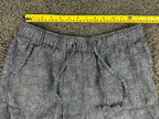 C&C California Womens M Blue 100% Linen Drawstring Pull On Casual Shorts