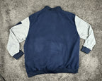 PX Clothing Mens 3XLT Blue Bomber Jacket Suede Feel Grey Sleeves Flight Jacket
