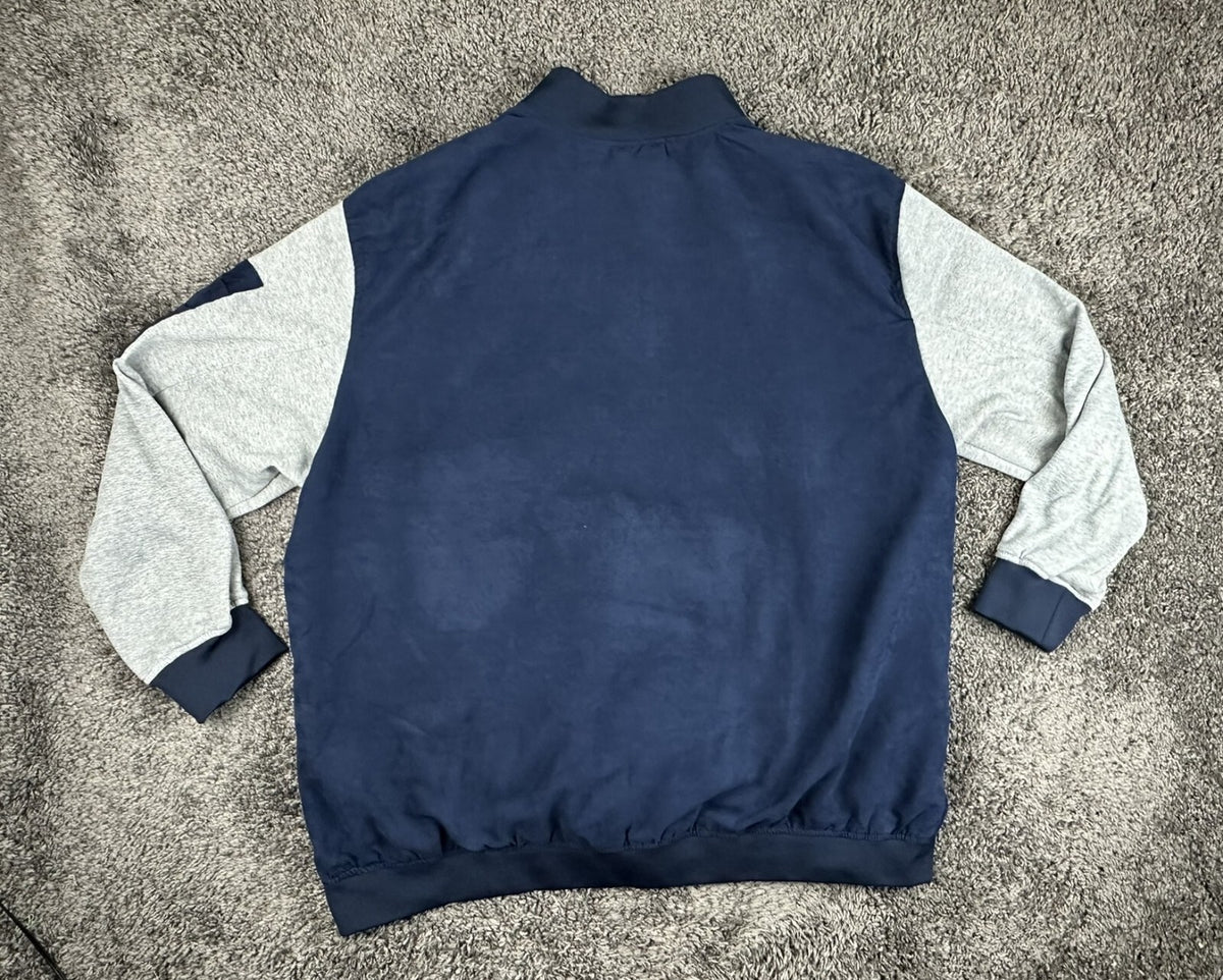 PX Clothing Mens 3XLT Blue Bomber Jacket Suede Feel Grey Sleeves Flight Jacket