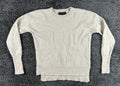 Tahari Womens M 100% Cashmere 2-Ply Crewneck Sweater Oatmeal Beige High Low