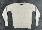 Tahari Womens M 100% Cashmere 2-Ply Crewneck Sweater Oatmeal Beige High Low