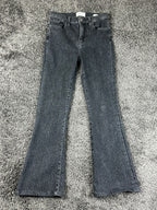 FRAME Le High Flare Jeans 25 Charcoal Pinstripe High Rise Stretch Denim Pants