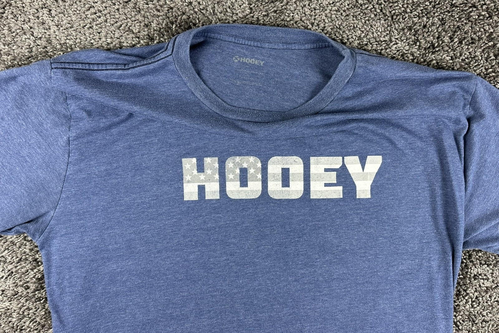 Hooey Mens Ol Glory American Flag Graphic T Shirt Blue Western Cowboy Size 2XL
