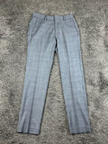 Bonobos Mens Dress Pants 29x32 Slim Fit Grey Blue Plaid Wool Blend Flat Front