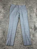Bonobos Mens Dress Pants 29x32 Slim Fit Grey Blue Plaid Wool Blend Flat Front