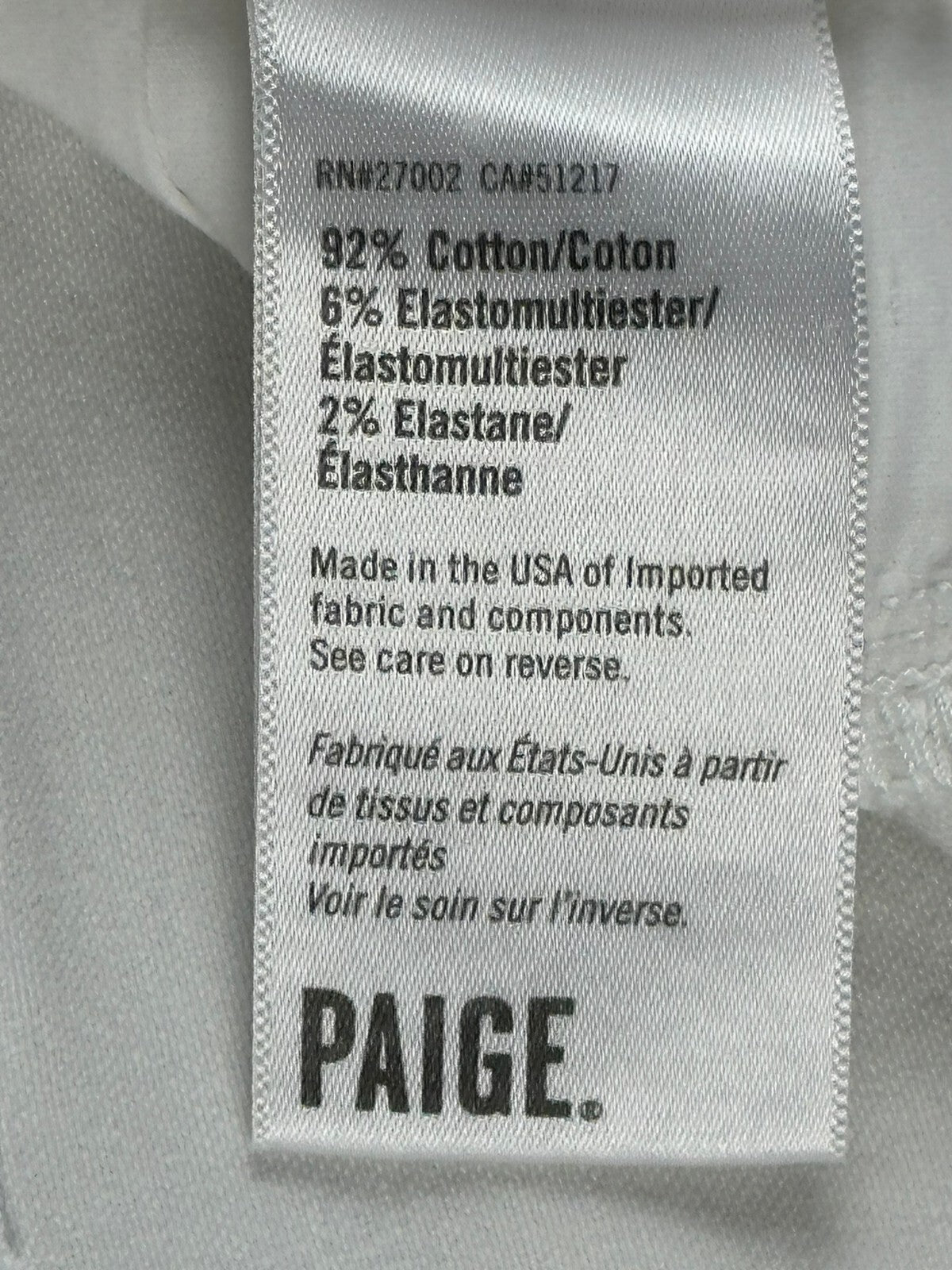PAIGE Hoxton Ankle Ultra White Skinny Jeans Womens High Rise Stretch Size 32