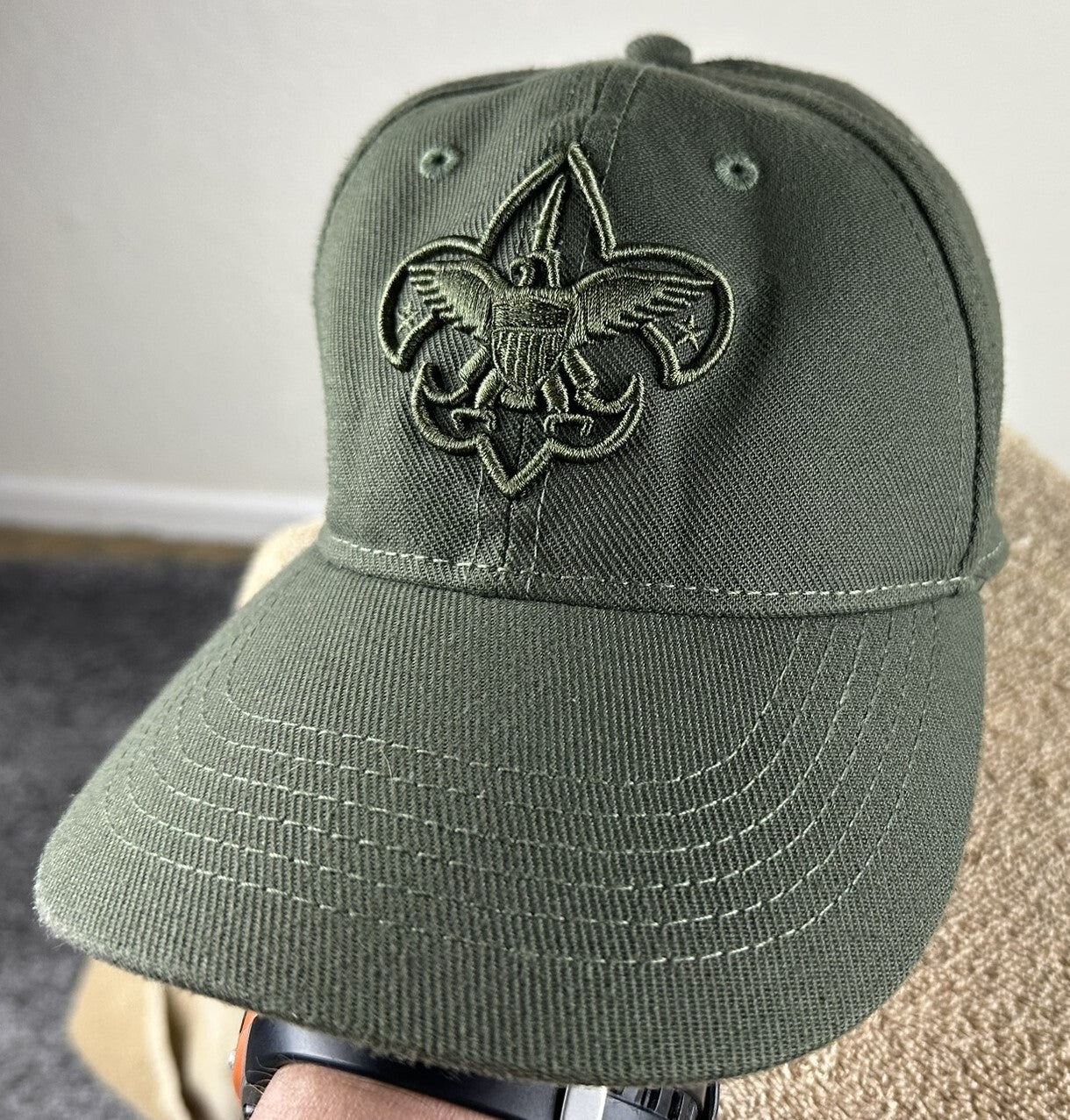 Boy Scouts of America BSA Olive Green Flexfit Stretch Uniform Cap Baseball Hat