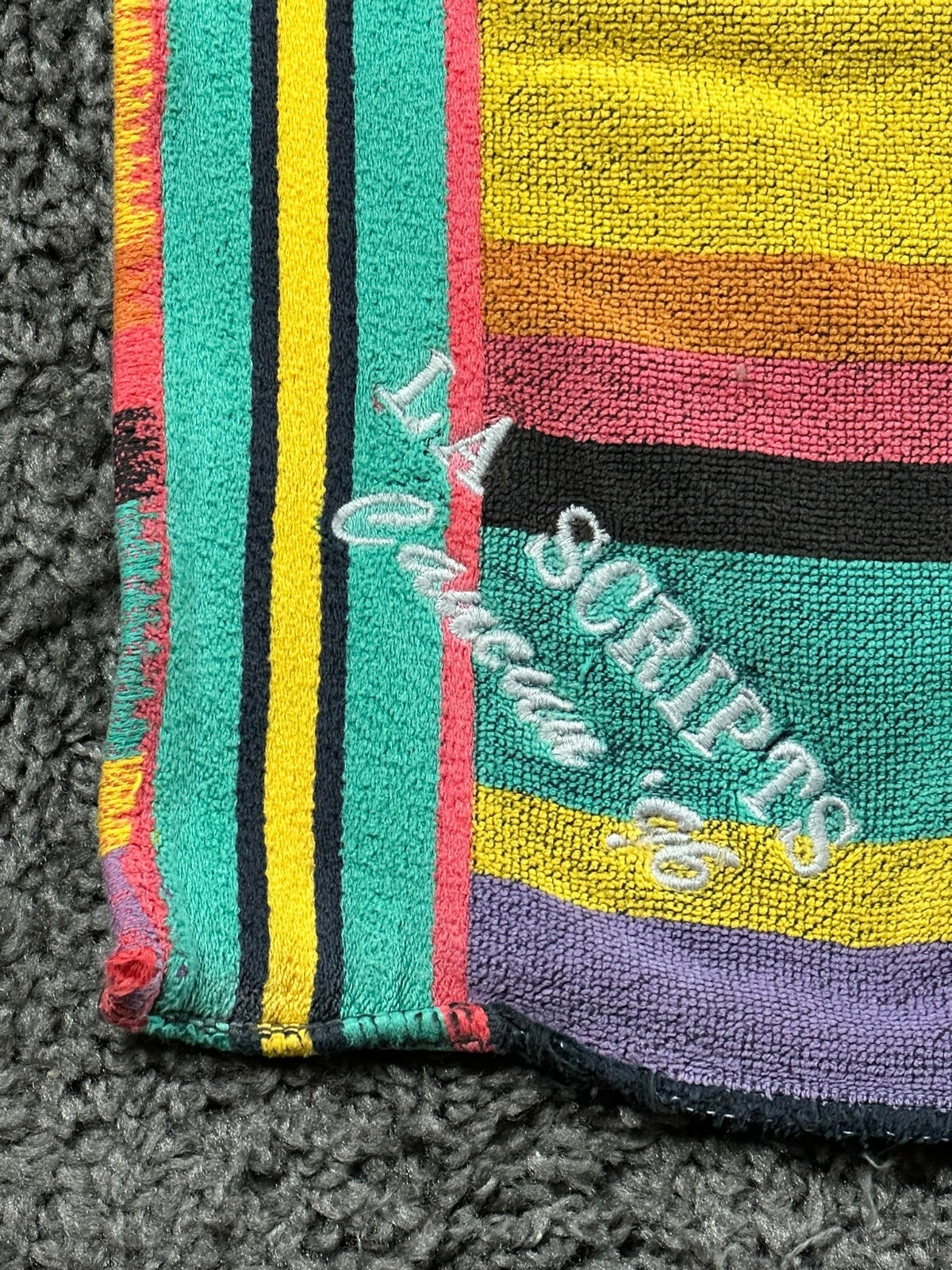 Vintage 90s Cecil Saydah Sunbrights Striped Beach Towel Karen Allen Cancun 96