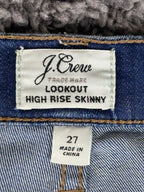 J.Crew Jeans Womens 27 Lookout High Rise Skinny Blue Distressed Hem