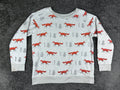 L.A. Soul Sweatshirt Womens M/L Gray Woodland Fox Print Crewneck