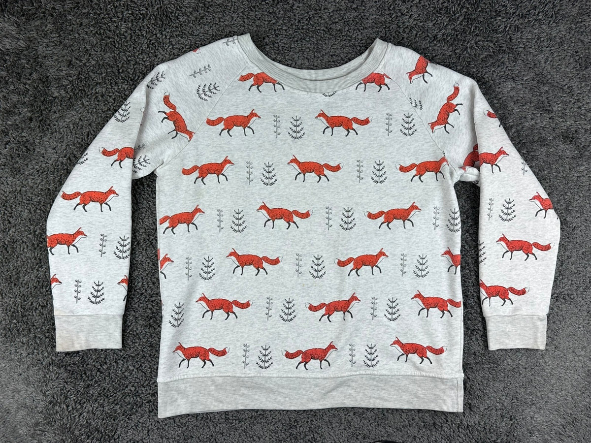L.A. Soul Sweatshirt Womens M/L Gray Woodland Fox Print Crewneck