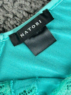 Natori Womens M Teal Floral Embroidered Chemise Slip Dress Nightgown