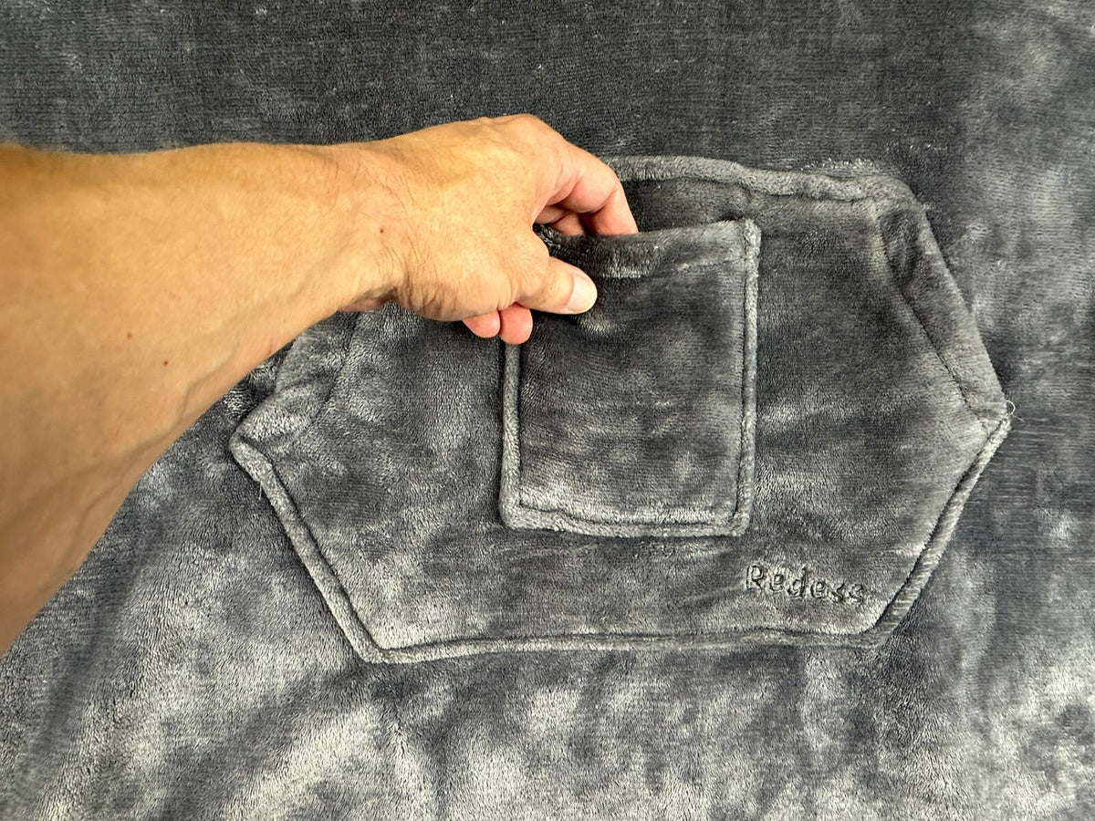 Redess Oversized Wearable Blanket Hoodie Grey Sherpa Lined Fleece Pullover OS