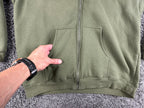 J. Peterman Mens XL Olive Green Full Zip Sherpa Lined Hood Sweatshirt Hoodie