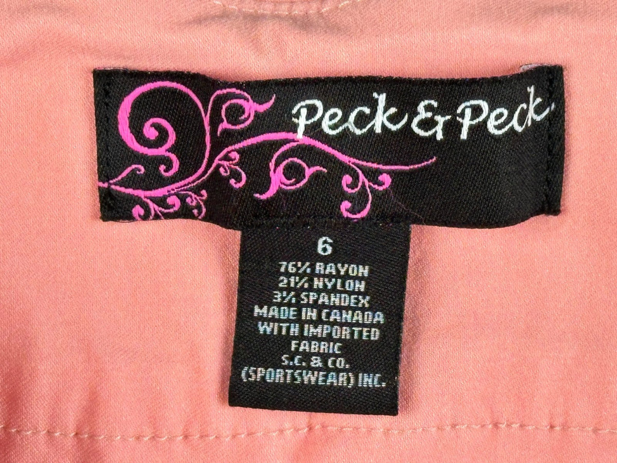 Peck & Peck Womens 6 Coral Pink Stretch Pull On Ankle Pants Trousers Straight
