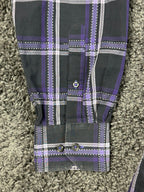 Bugatchi Uomo Mens XL Black Purple Plaid Long Sleeve Button Up Shirt Casual Top