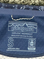 Patagonia Capilene Midweight Womens Blue Long Sleeve Patterned Baselayer Sz S