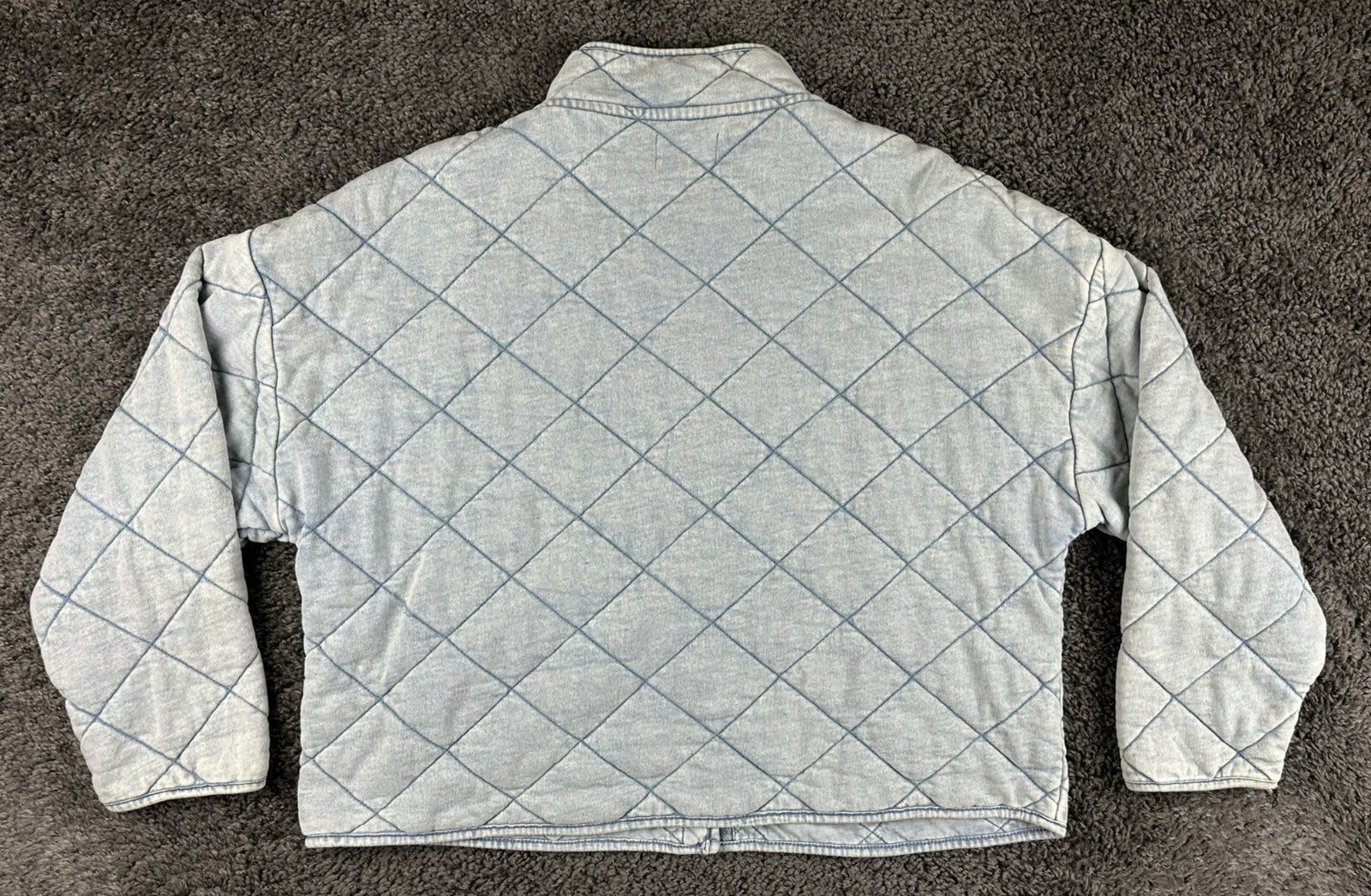 Z Supply Maya Quilted Jacket Womens Washed Indigo Blue Snap Front Shacket Sz L