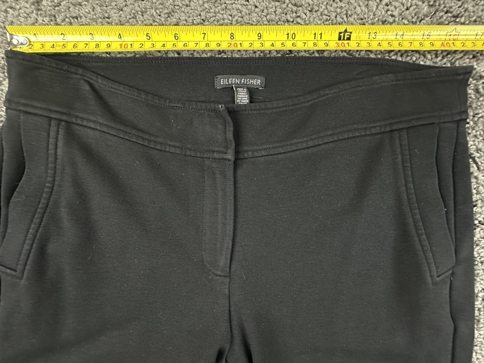Eileen Fisher Black Milano Viscose Knit Slim Tapered Dress Pants Stretch S/P
