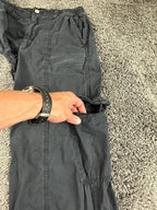 Zara Mens Wide Leg Cargo Pants Baggy Multi Pocket Washed Gray Black Size M