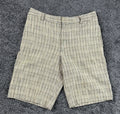 Trina Turk Mens Size 32 Beige Black Plaid Tweed Golf Shorts Cotton Luxury