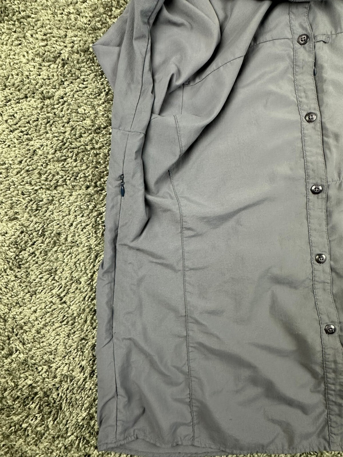 REI Sahara Womens Hiking Shirt Gray UPF 40+ Roll Tab Convertible Sleeve Sz XL