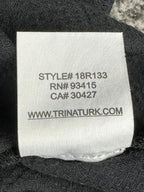 Trina Turk Womens XS Black Off-The-Shoulder Smocked Top Fringe Hem