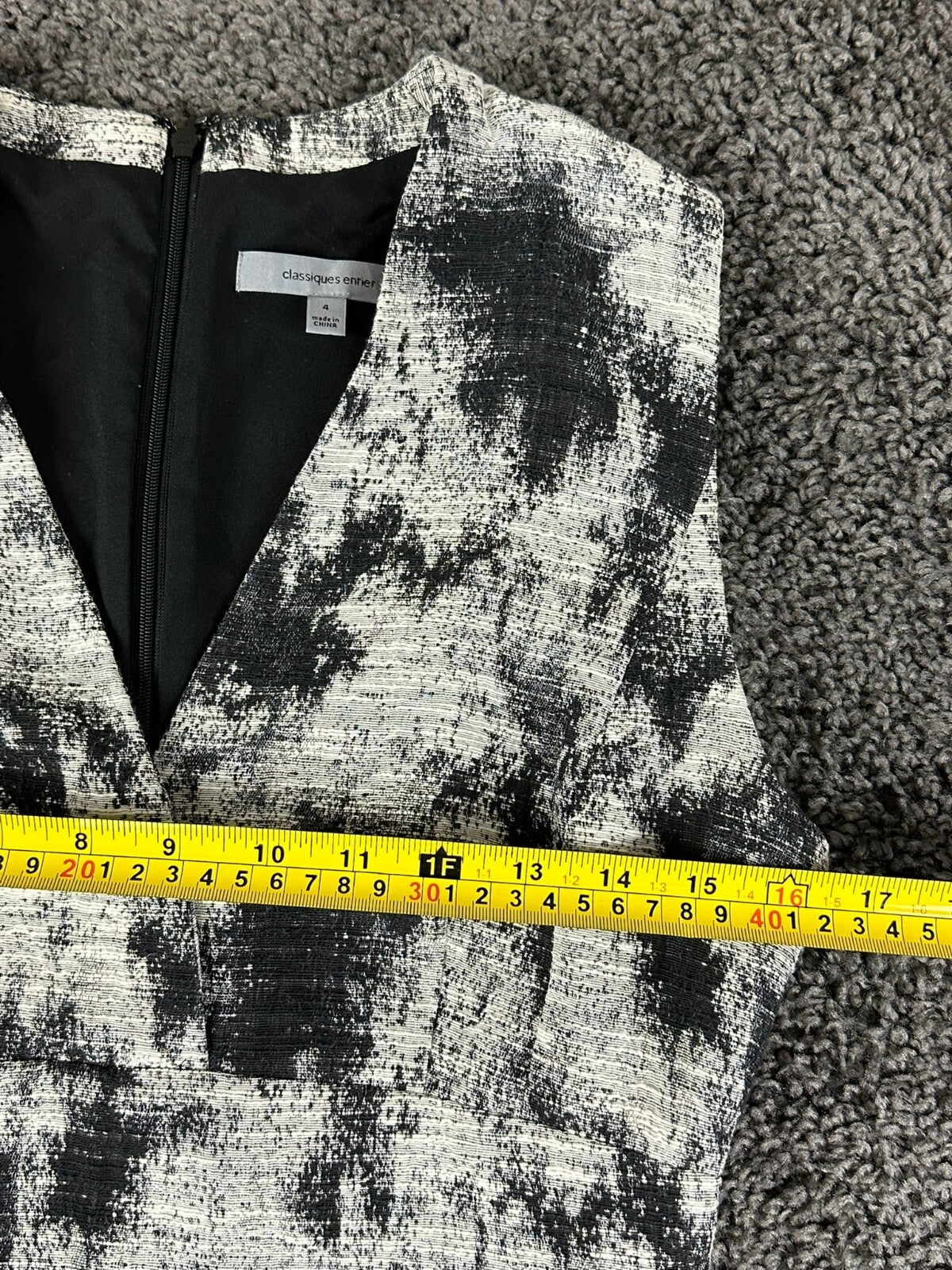 Classiques Entier Dress Women Black White Abstract Sleeveless Lined Zip Sz 4