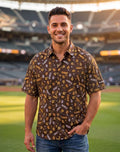 San Diego Padres Men's Large L BDA Hawaiian Shirt Button Up All Over Print SGA