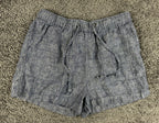 C&C California Womens M Blue 100% Linen Drawstring Pull On Casual Shorts
