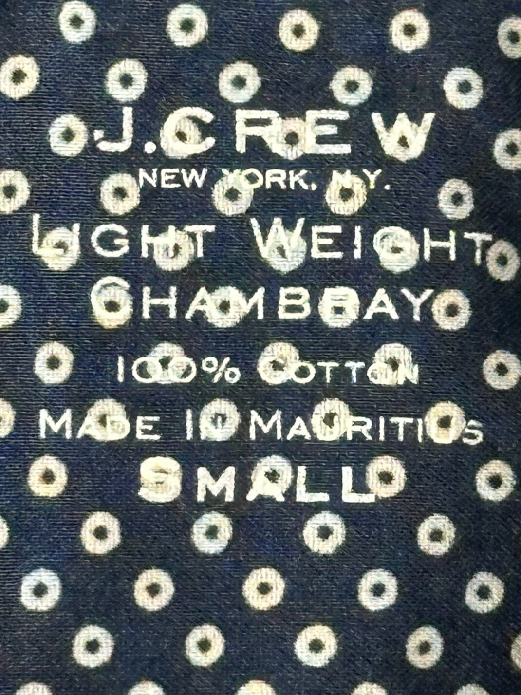 J.Crew Lightweight Chambray Men's S Navy Blue Dotted Long Sleeve Button-Up Shirt