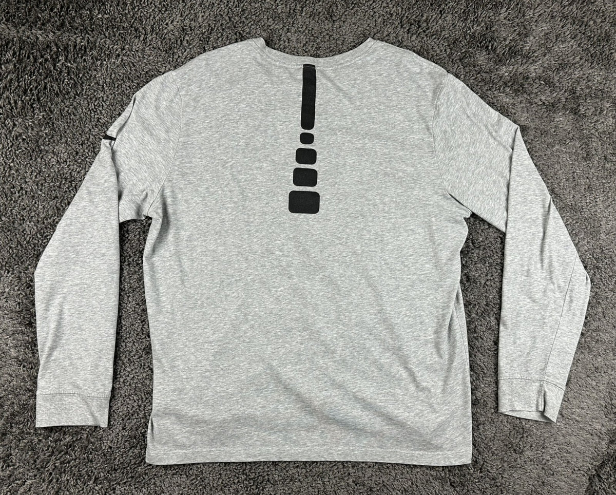 Nike Mens XL Heather Grey Elite World Long Sleeve T-Shirt Dri-Fit