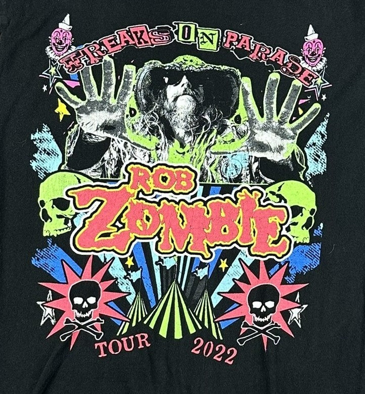 Rob Zombie Freaks on Parade 2022 Tour T-Shirt Mens M Black Concert Merch