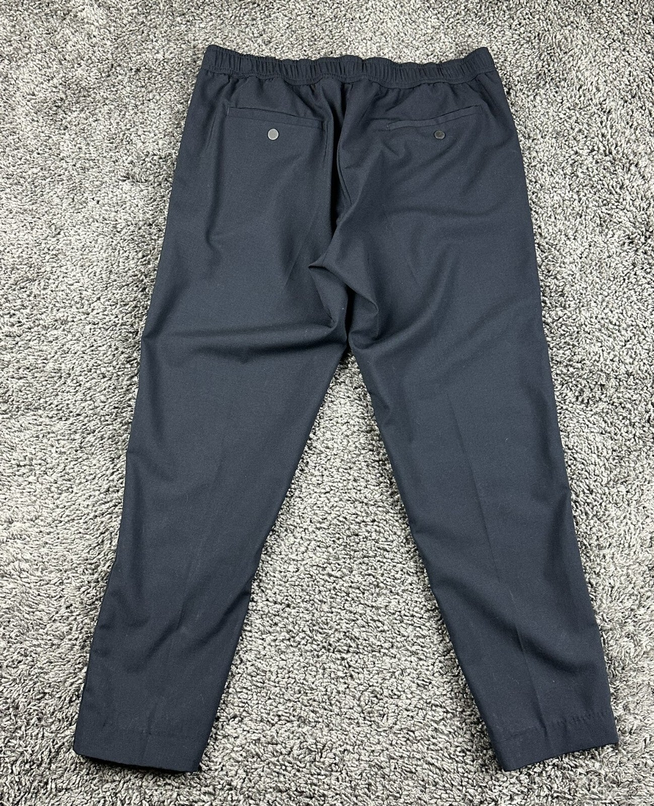 Sandro Paris Men Wool Blend Drawstring Smart Trousers Pants Navy Blue 36 FR 44