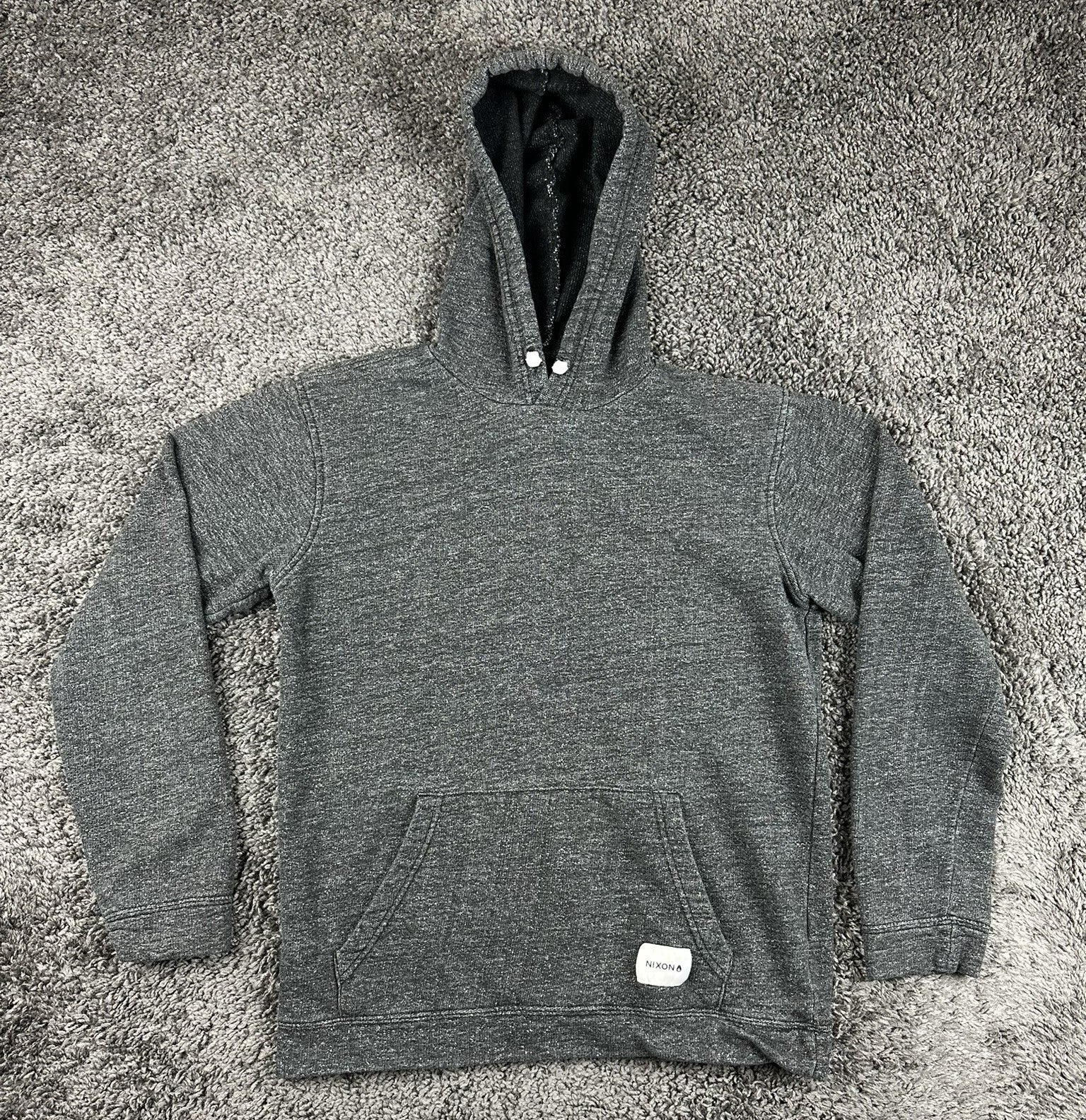 Nixon Press Pullover Hoodie Mens Charcoal Heather Gray Sweatshirt Sz Medium