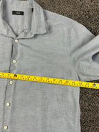 Theory Men Murray Linen Blend Shirt Short Sleeve Light Blue Button Up Sz XL