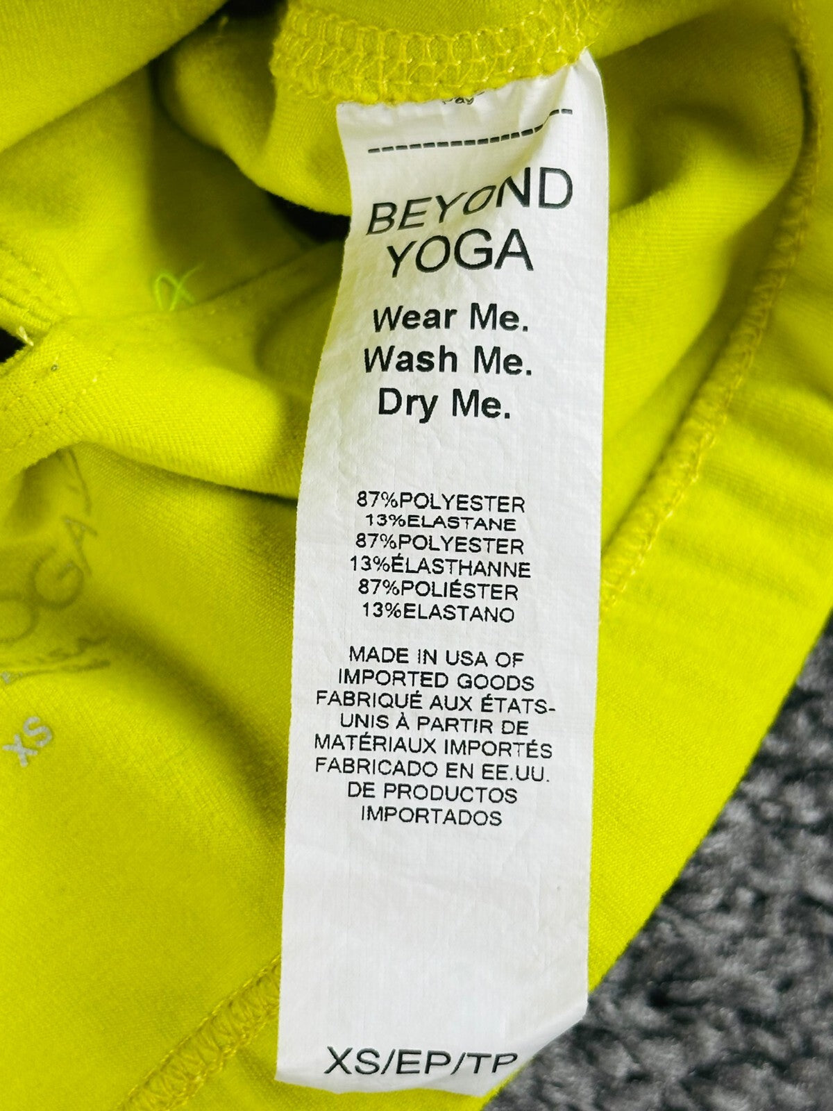 Beyond Yoga Womens XS Neon Yellow Spacedye Square Neck Bra & Midi Legging Set