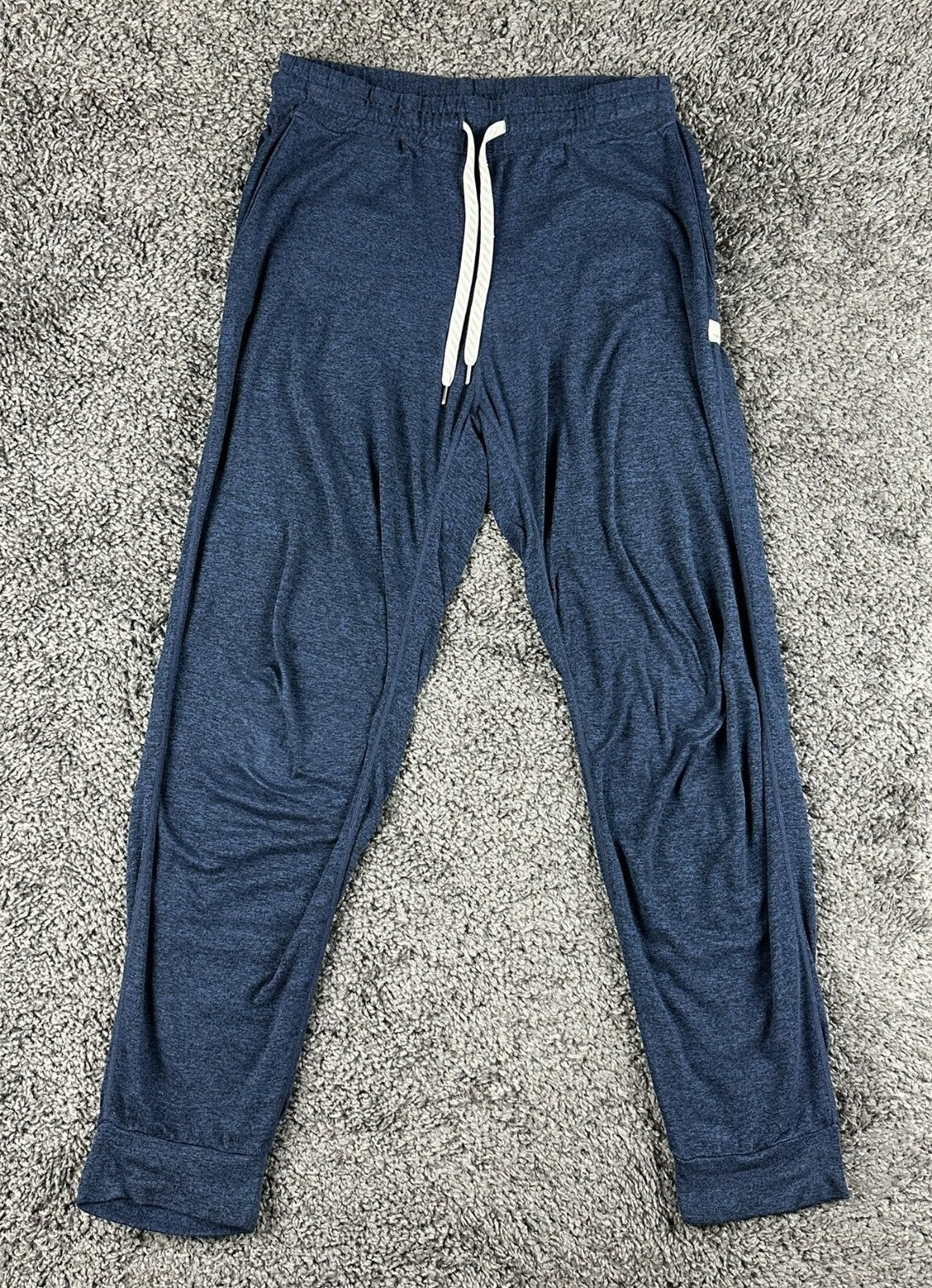 Vuori Womens S Performance Joggers DreamKnit Navy Blue Heather Crop Sweatpants