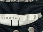 Karen Millen Womens 3 Medium Colorblock Cardigan Sweater Snap Button Ivory Black