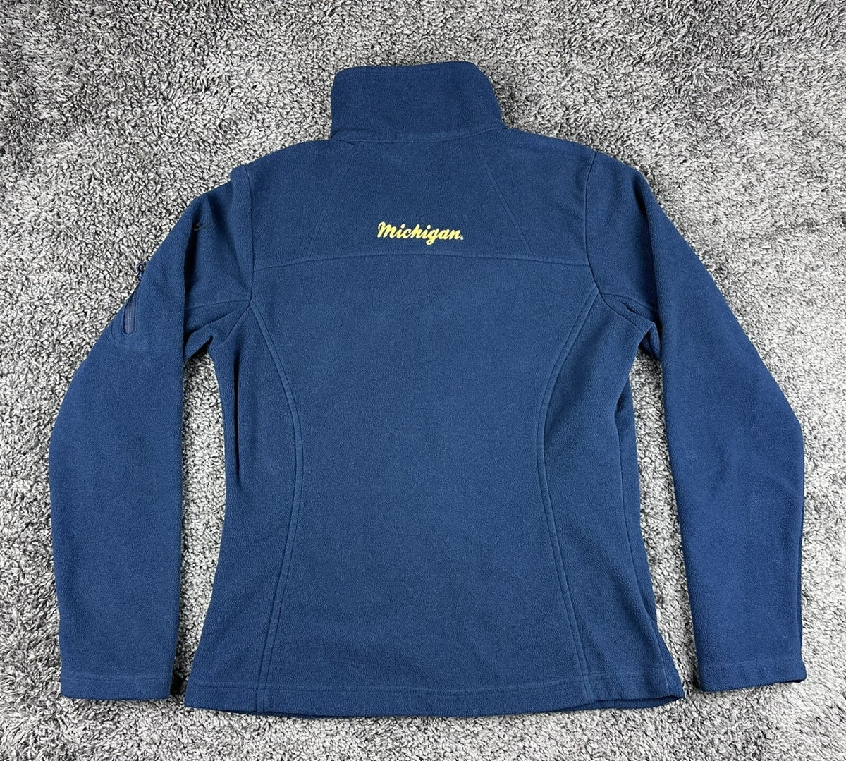 Columbia Fleece Jacket Womens M Michigan Wolverines Full Zip Navy
